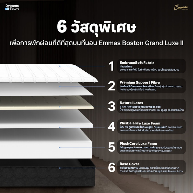 ที่นอนยางพารา รุ่น Boston Grand Luxe ll 2