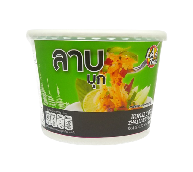 อาหารคลีนสำเร็จรูป บุกรูปผ้าขี้ริ้ว รสลาบ 1