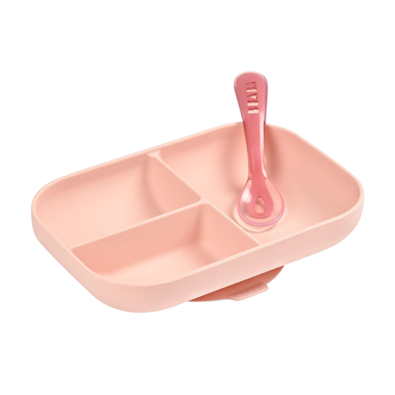 Silicone Suction Divided Plate With Spoon 1