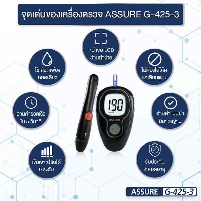 เครื่องวัดน้ำตาลในเลือด รุ่น G-425-3 2