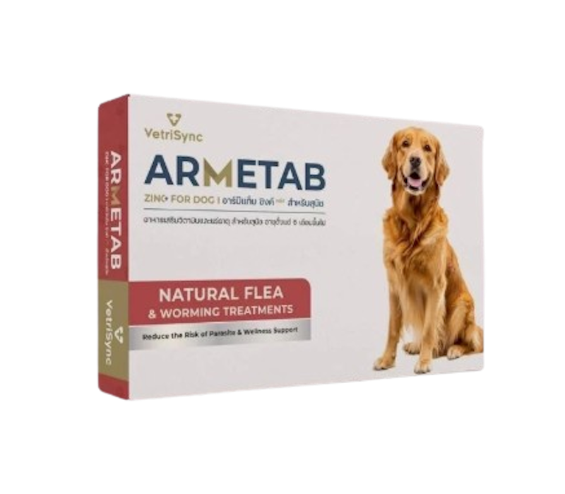 อาหารเสริมป้องกันเห็บหมัด Armetab Zinc+ 1