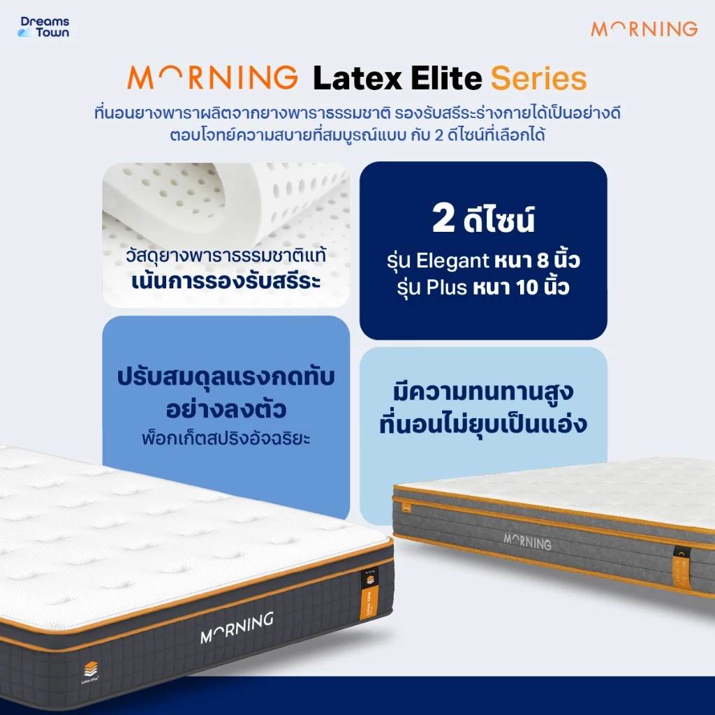 ที่นอนพ็อกเก็ตสปริงยางพาราไฮบริด 2 ชั้น รุ่น Latex Elite 6