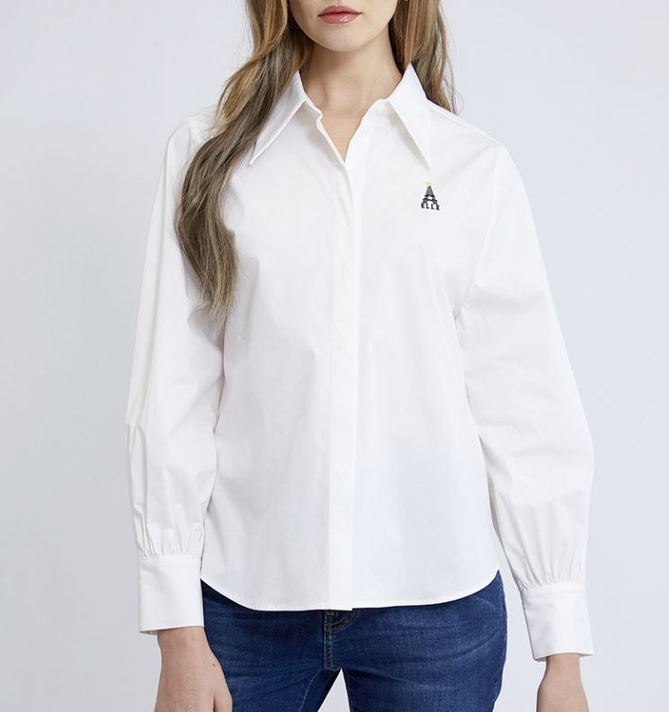 เสื้อเชิ้ตทรง Slim Fit ปักโลโก้ 3