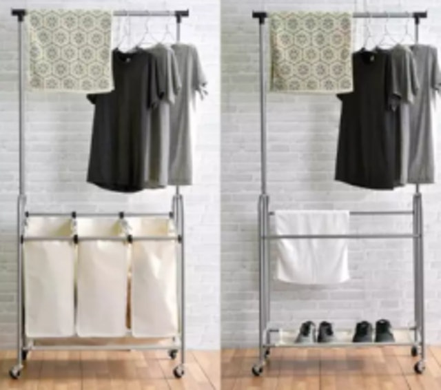 8. SHOP SMART – ราวแขวนผ้าพร้อมตะกร้าผ้า รุ่น Two-Step 1