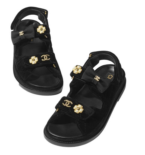 รองเท้าแตะแบรนด์เนม รุ่น Sandals Velvet Black 1