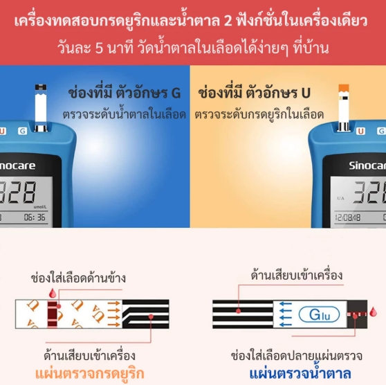 เครื่องตรวจน้ำตาลในเลือด รุ่น Safe AQ UG 2 in 1 2