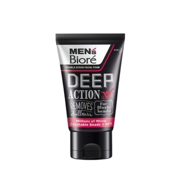 โฟมล้างหน้าผู้ชายลดสิว Double Scrub Deep Action 1