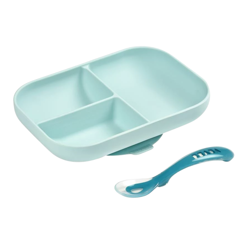 Silicone Suction Divided Plate With Spoon 2