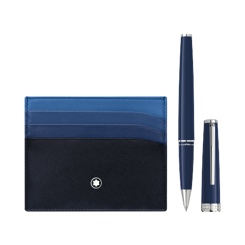 เซตปากกา Montblanc รุ่น PIX Blue Rollerball และ Meisterstück Pocket Holder 6cc Blue 1