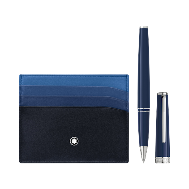 เซตปากกา Montblanc รุ่น PIX Blue Rollerball และ Meisterstück Pocket Holder 6cc Blue 1