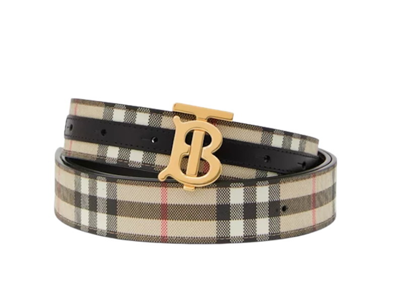 รุ่น Check and Leather Reversible TB Belt 1