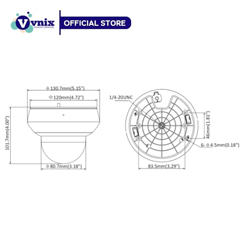กล้องวงจรปิด 4MP 4X Outdoor IR Mini Dome PTZ 3