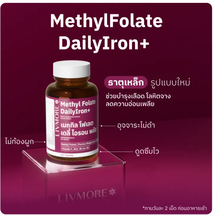 อาหารเสริมธาตุเหล็ก MethylFolate DailyIron+  2