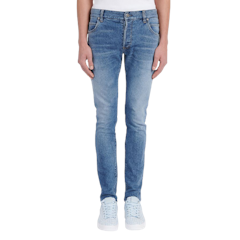กางเกงยีนส์แบรนด์เนม รุ่น Slim Cut Blue Cotton Jeans With Embossed Balmain Logo
