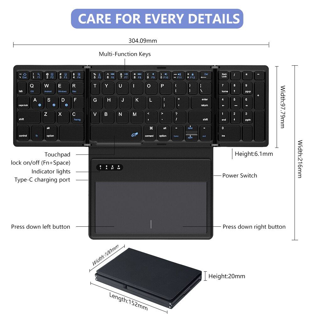 Foldable Keyboard With Touchpad 2