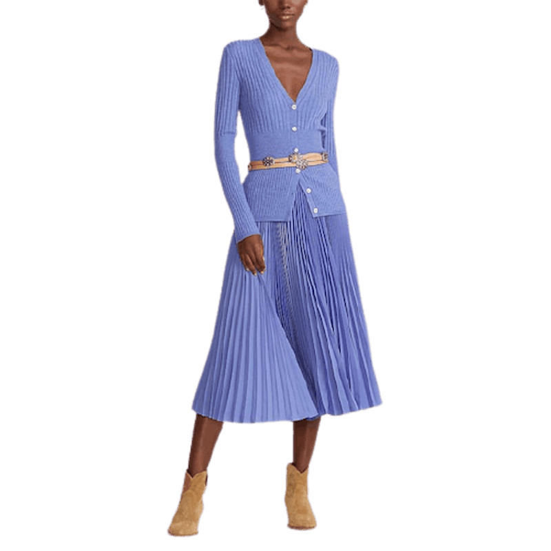 Pleated Midi Skirt Purple 2