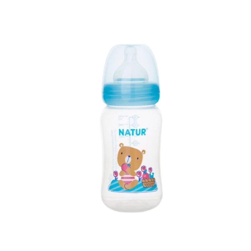 ขวดนมคอกว้าง น้ำเงิน-ส้มโอรส 9oz 2