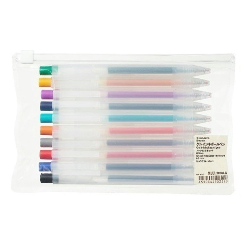 ปากกาเจล Gel Ink Ballpoint Pen Knock Type Set 10 1