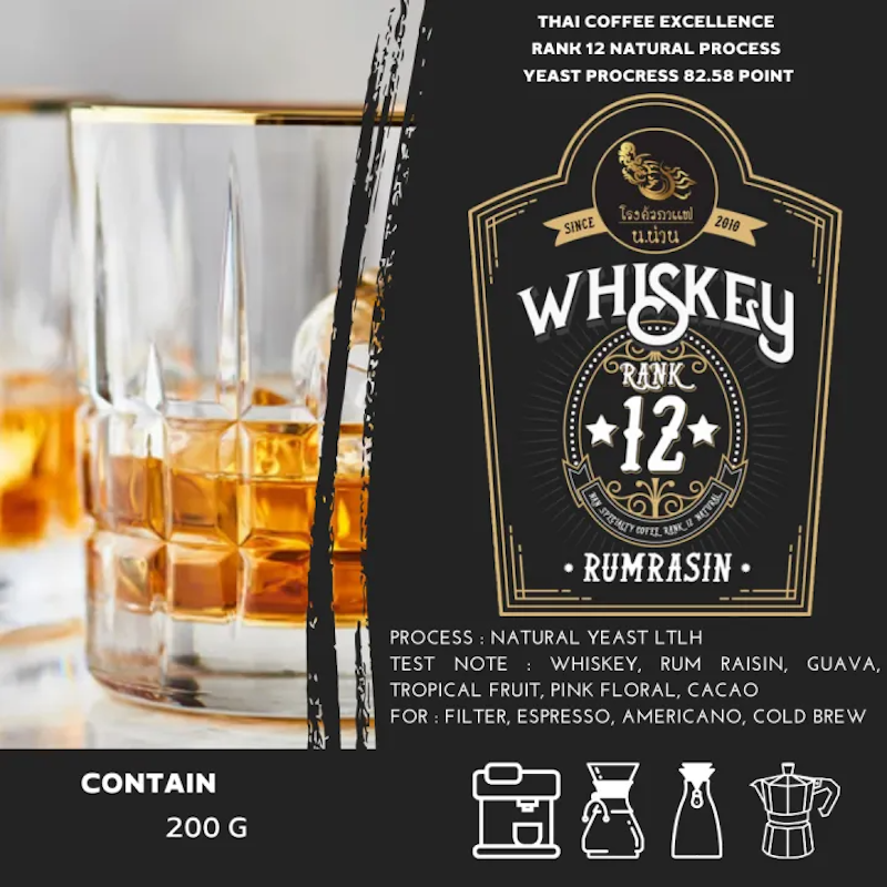 เมล็ดกาแฟพิเศษน่าน Rank 12 Whisky Rum Raisin Yeast Natural Process 2