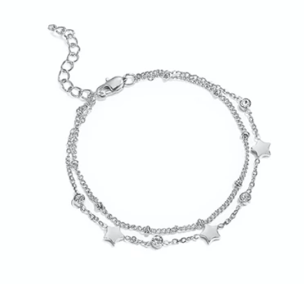 Silver Lullabell Star With Crystal Chain Bracelet 2