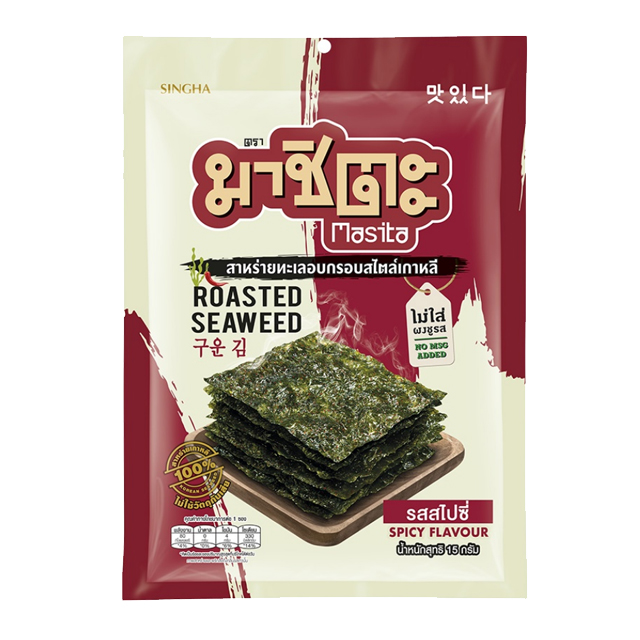 สาหร่ายทะเลอบกรอบ สไตล์เกาหลี รสสไปซี่ 1