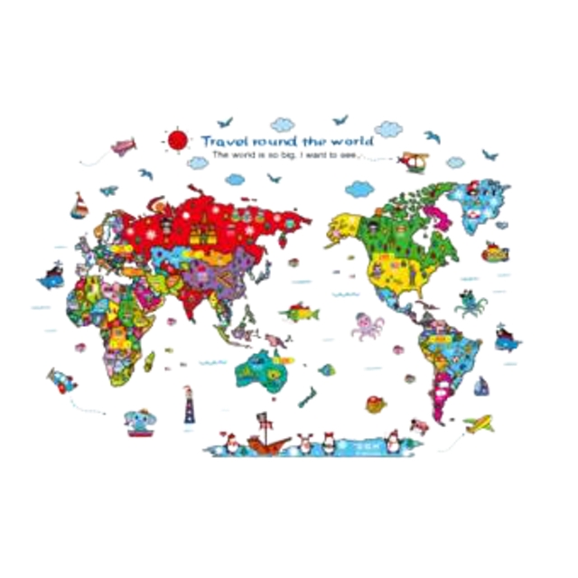 แผนที่โลกแบบสติกเกอร์ติดผนังแบบถอดออก 1