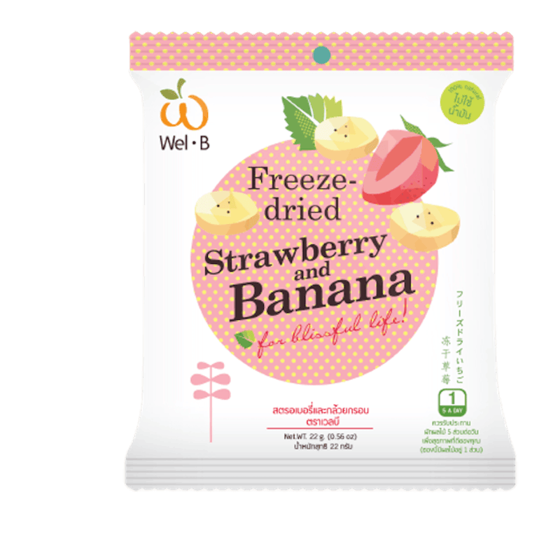 ผลไม้อบแห้ง Freeze Dried Strawberry and Banana 1