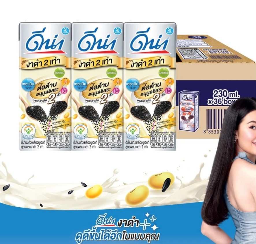 นมถั่วเหลือง ยูเอชที สูตรงาดำ 2 เท่า 3