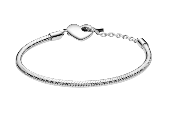 Moments Heart T-Bar Snake Chain Bracelet 2
