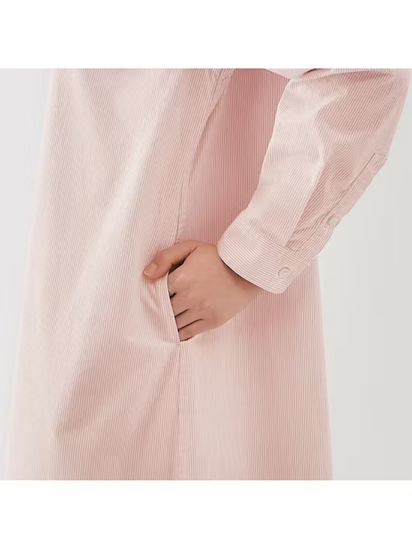 Broadcloth Stand Collar Long Sleeve Dress 3