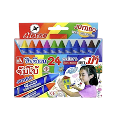 สีเทียน ตราม้า แท่งจัมโบ้ 24 สี