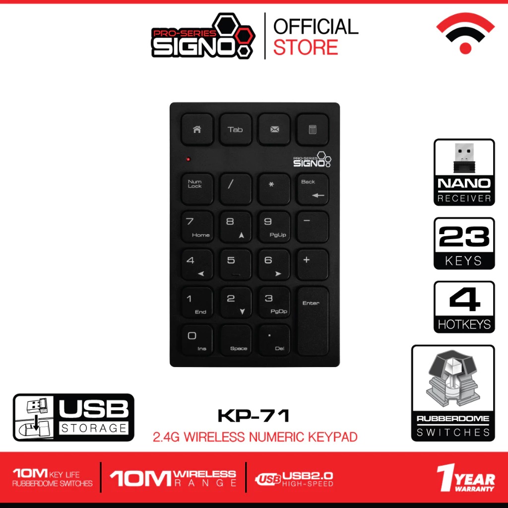 คีย์บอร์ดตัวเลข ไร้สาย 2.4G 3