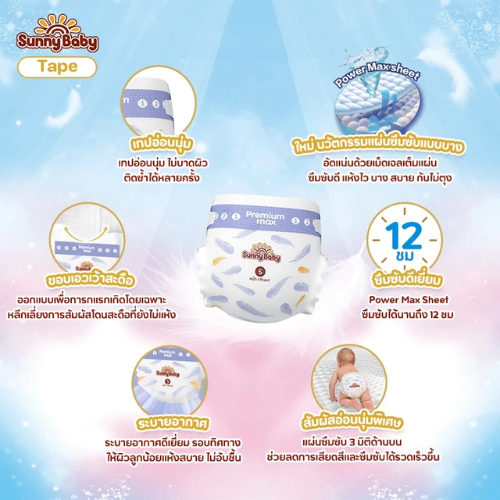 Premium Max Diaper ผ้าอ้อมแบบเทป 2