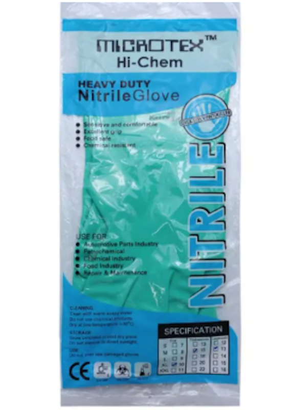 ถุงมือยางไนไตรสีเขียว HI - CHEM 1