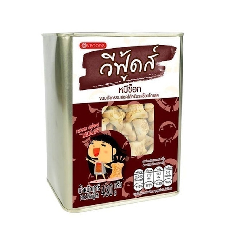 ขนมปี๊บ หมีช็อก ขนมปังกรอบสอดไส้ครีมรสช็อกโกแลต 1