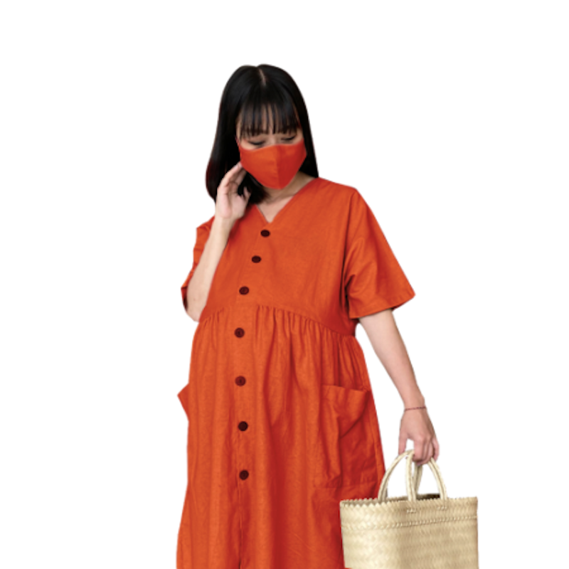ชุดคลุมท้อง Maternity Casual Button Dress 3