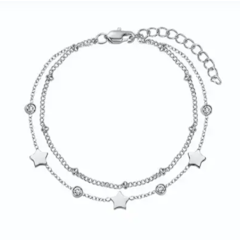 Silver Lullabell Star With Crystal Chain Bracelet
