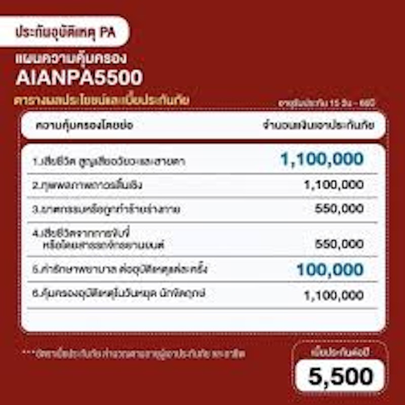 ประกันอุบัติเหตุส่วนบุคคล AIANPA5500 3