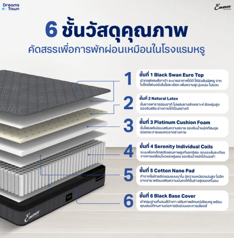 ที่นอนยางพารา 3in1 รุ่น Black Swan Paradise 2