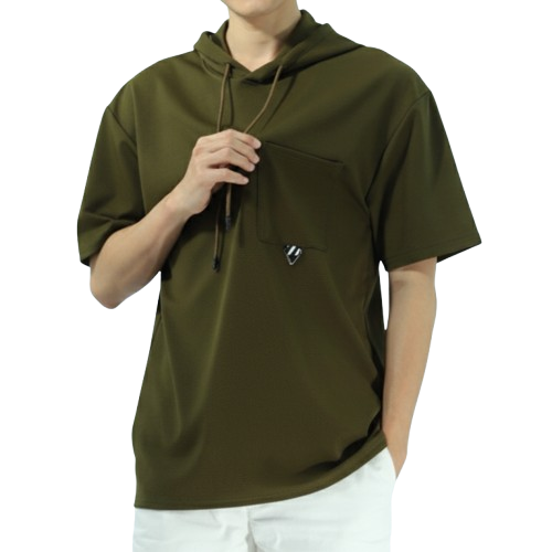 เสื้อยืดหมวกแขนสั้น Basic Hoodie 3