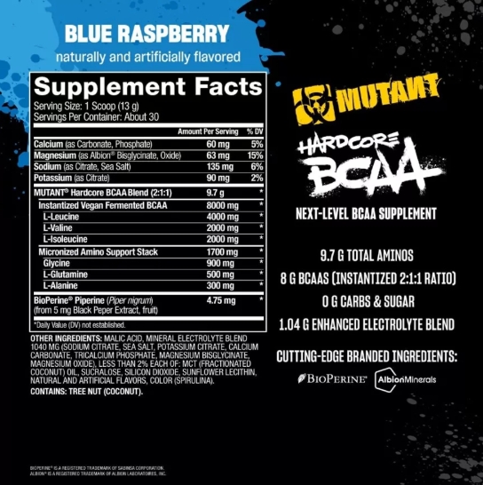 กรดอะมิโน บีซีเอเอ แบบผง Hardcore BCAA 2