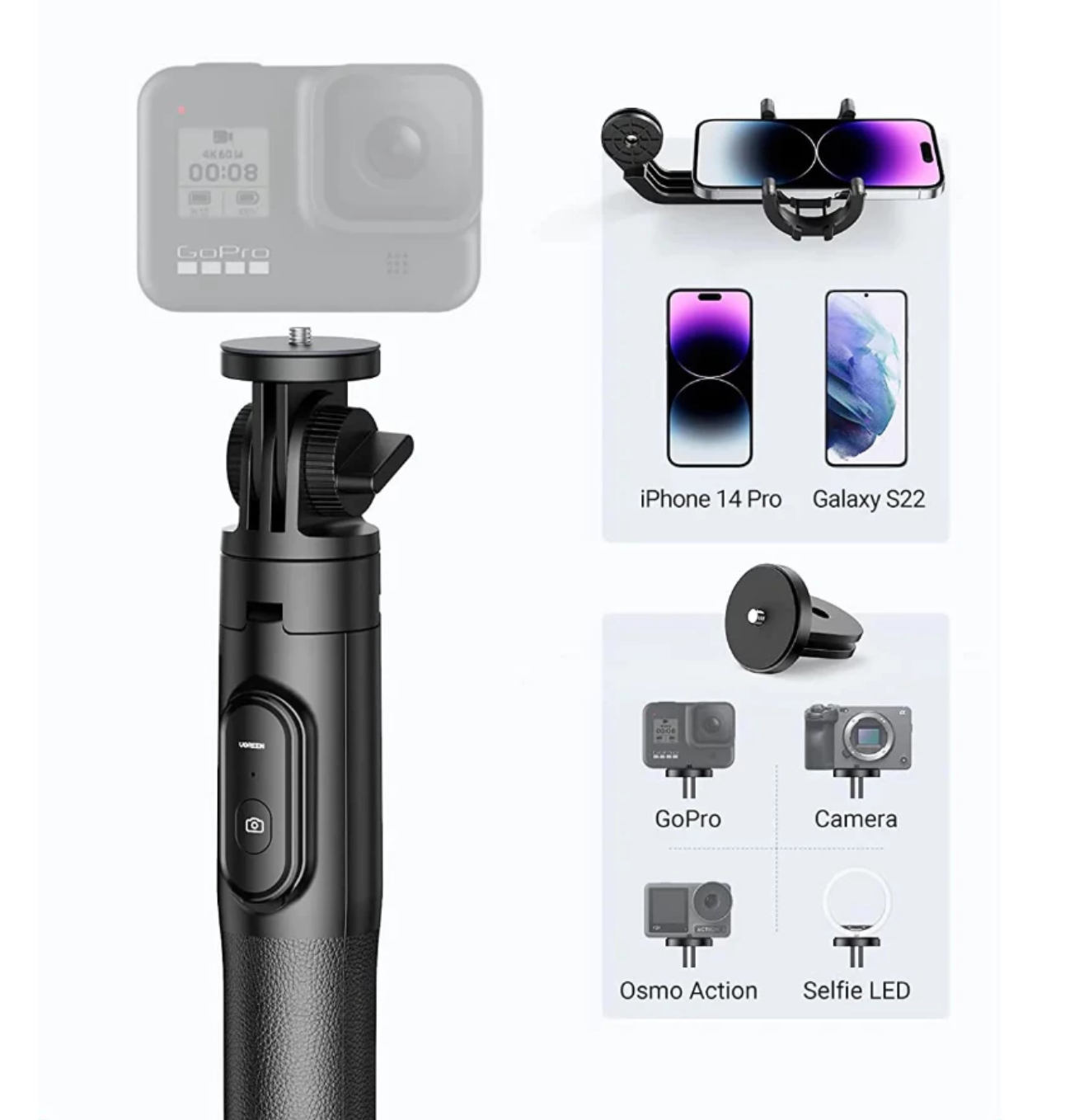 Selfie Stick Tripod with Bluetooth Remote  3