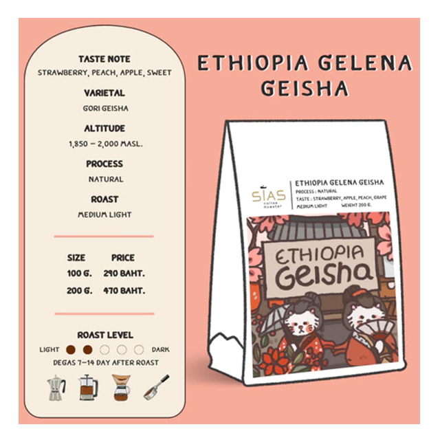 เมล็ดกาแฟคั่ว Ethiopia Gelena Geisha 2