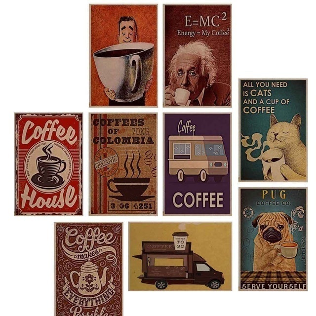 ของแต่งร้านกาแฟ งบน้อย โปสเตอร์ไม้ ภาพกาแฟ 1