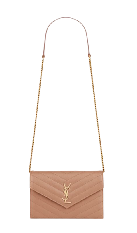กระเป๋าแบรนด์เนม ราคาไม่เกิน 50,000 รุ่น Cassandre Saint Laurent Matelassé Envelope Chain Wallet In Grain De Poudre Embossed Leather 1