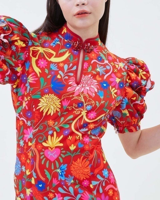 ชุดกี่เพ้า Mandarin Midi Dress With Detail 5