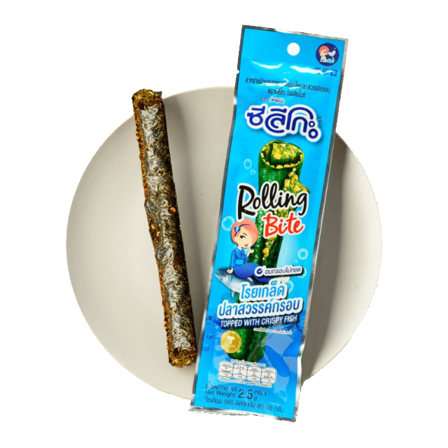 Rolling Bite สาหร่ายม้วนอบกรอบ โรยเกล็ดปลาสวรรค์กรอบ 3