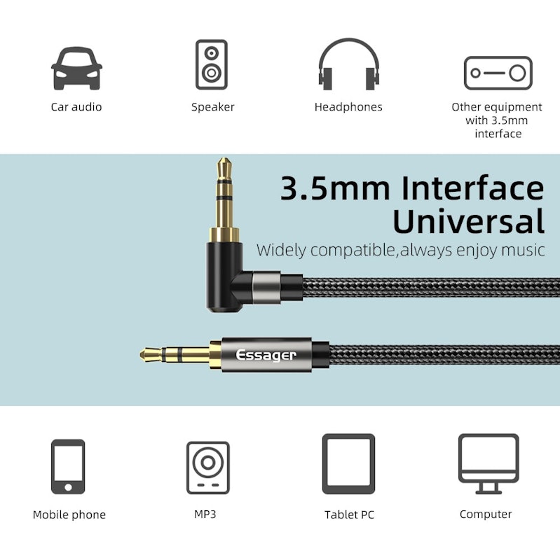 สาย Aux 90 Degree 3.5mm Jack Aux Audio Cable 2