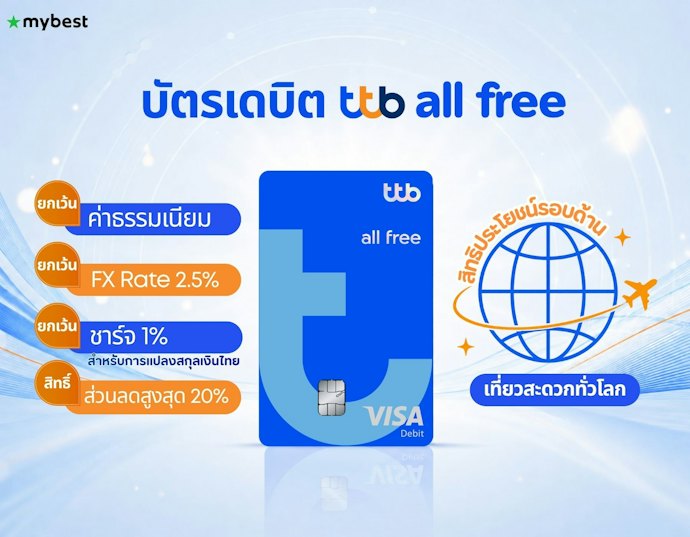 บัตรเดบิต ttb all free ใช้ได้สะดวกทั่วโลก สิทธิประโยชน์รอบด้าน