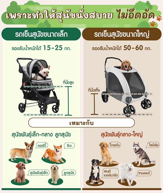 เลือกรถเข็นที่เหมาะกับขนาดตัวและน้ำหนักของสุนัข